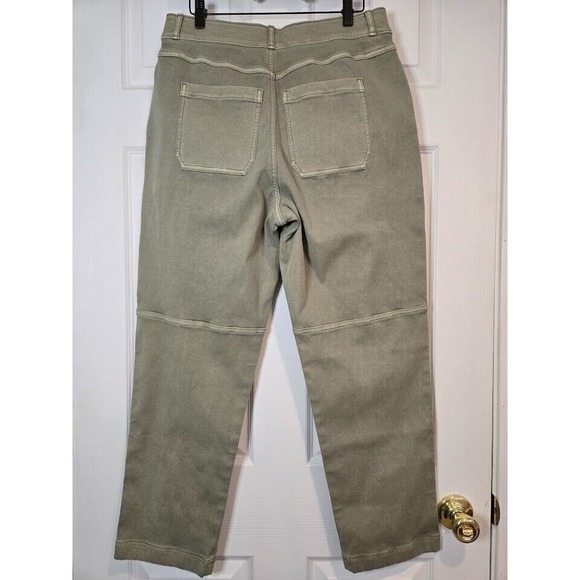 Spanx Size XL Stretch Twill Straight Leg Pant Olive Green Pull-On Stretch 20399R - Picture 3 of 9